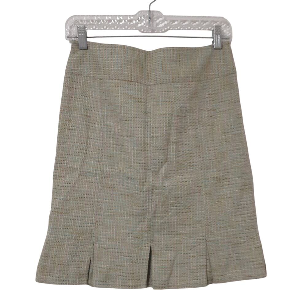 Womens Vintage Tweed Pleated Skirt Size S 100% Acetate Beige Multi-Color Buttons